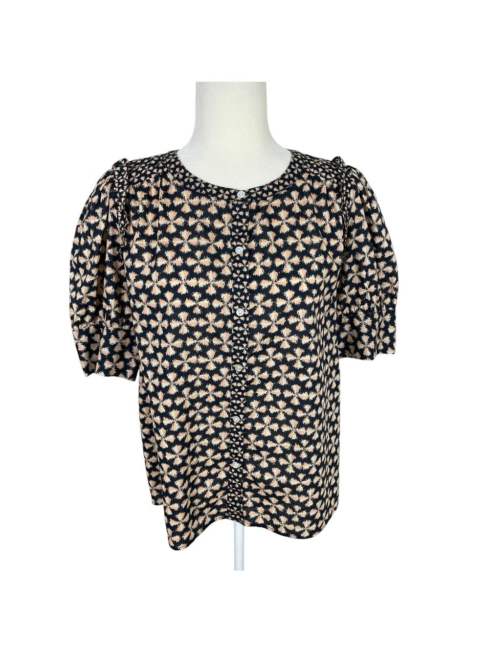Ba&Sh Cotton Abstract Floral Button Front Lady Top M Boho Cottage Indie Chic